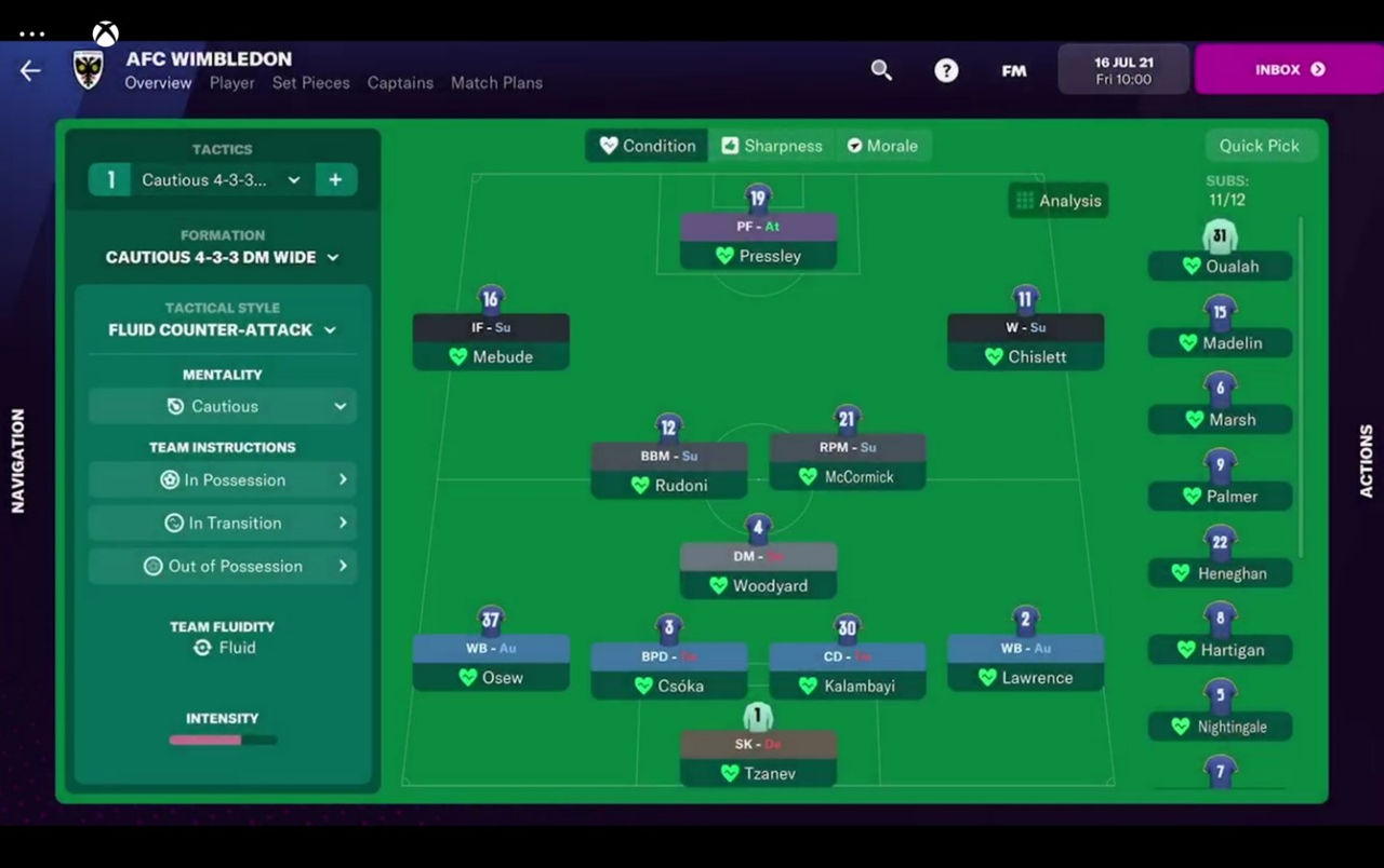native touch available in the lineup manager in Football Manager 2022